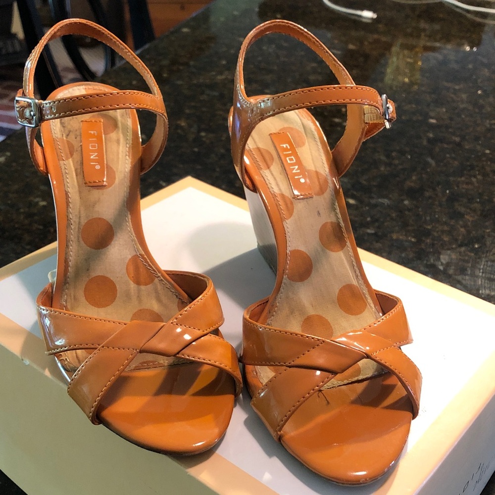 70s vibe orange wedge sandals